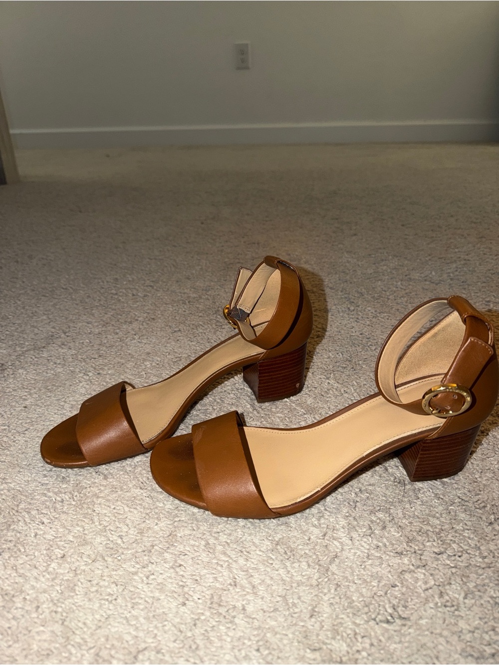 Michael Kors Brown Ankle-Strap Block Heel Sandals - Picture 3 of 5